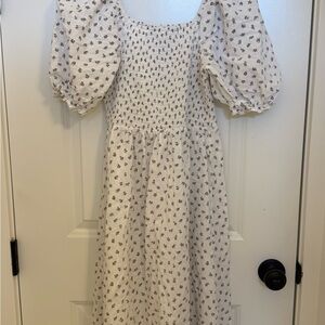 SHEIN White Floral Midi Dress